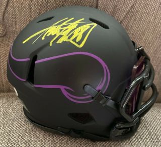 Adrian Peterson Signed Eclipse Minnesota Vikings Mini Helmet Custom Shield Psa