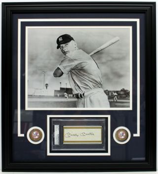 Mickey Mantle Signed Autographed Cut Framed York Yankees Psa/dna Slabbed 456