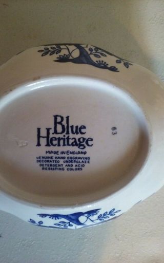 Vintage Wedgewood Blue Heritage Gravy Boat W/UnderplUnderplate 1970 ' s Era 3