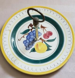 Stangl Fruit Pattern Tidbit Tray Round Cookie Serving Plate Vintage Pottery Dish