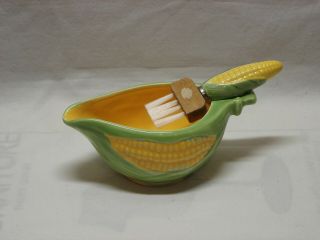Vintage Corn Cob Butter Sauce Boat With Brush Made In Japan Corn On The Cob