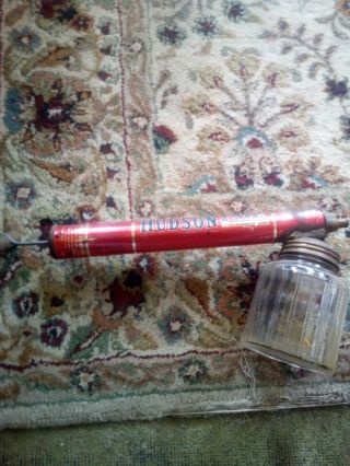 Vintage Hudson Insect Bug Sprayer Duster With Clear Glass Bottom Hand Pump