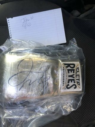 Floyd Mayweather Jr Signed Cleto Reyes Gold Left Hand Boxing Glove Beckett Auth.