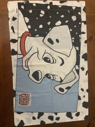 Disney 101 Dalmations Pillow Case Sham Dogs Spots 2 Sided Vintage