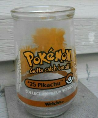 Vintage 1999 Pokemon 25 Pikachu Promotional Welch’s Glass Jelly Jar