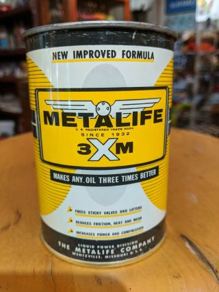 Vintage Metalife 3xm Oil Additive All Metal 1 Pint Coin Can Bank