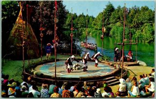 Vintage 1950s Disneyland Postcard " Frontierland Indian Village " Dance Scene C - 7