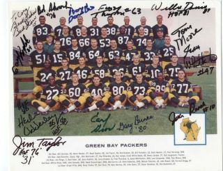 Bart Starr Jim Taylor Adderley Davis 1962 Green Bay Packers Team Signed 8x10
