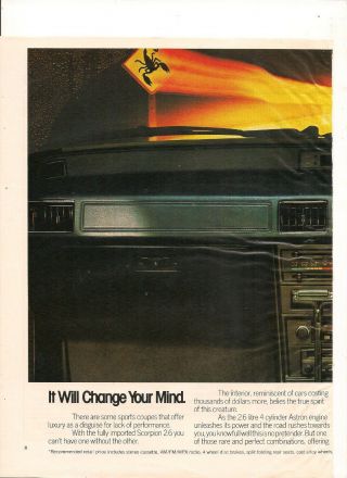 Vintage 1982 Mitsubishi Scorpion Australian 2 Page Color Advert