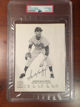 Sandy Koufax Signed Cooperstown Picture Psa/dna Certified (5x7in) Slabbed