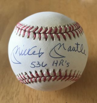 Mickey Mantle Single Signed/autographed Oal Baseball Yankees Hof