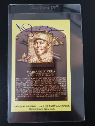 Mariano Rivera Signed Hall Of Fame Gold Plaque Post Card Auto Hof 2019 Autograph