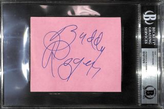Nature Boy Buddy Rogers Signed 4x5 Cut Bas Beckett Wwe Wrestling Autograph