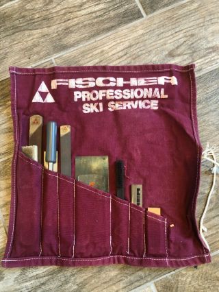 Vintage Fischer Ski Tool Pouch/roll.  Maintenance Repair Tuning Kit Files