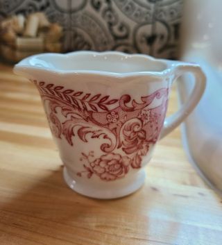 Vintage Syracuse Restaurant China,  Creamer,  Pitcher,  Red Floral Scroll