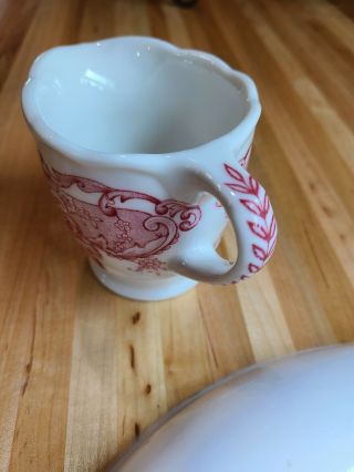 Vintage Syracuse restaurant china,  creamer,  pitcher,  red floral scroll 2