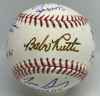 The Sandlot Cast 6x Signed Baseball W/ Babe Ruth Facsimile Bas Witnessed