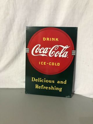 Vintage 1989 Coca - Cola Delicious And Refreshing Metal Tin Sign 173/8x121/4