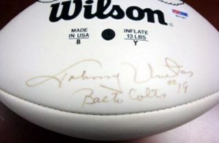 Johnny Unitas Autographed Signed Wilson Football Baltimore Colts PSA/DNA K07387 2