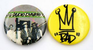 Big Audio Dynamite Button Badges 2 X Vintage Bad Pin Badges