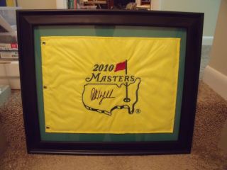 Phil Mickelson Signed Autographed 2010 Masters Flag Pennant Framed No