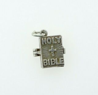 Vintage Sterling Silver Opening Holy Bible Charm