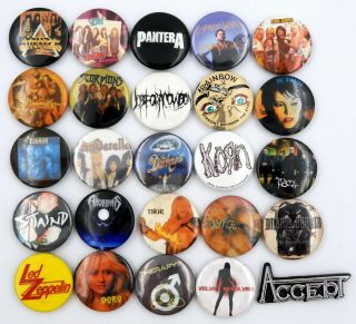 Metal And Rock Badges 25 X Vintage Heavy Metal & Rock Music Badges