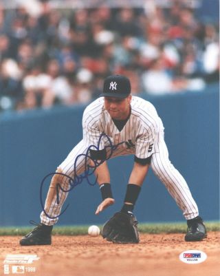 Derek Jeter York Yankees Baseball Autographed Signed 8x10 Photo Psa Loa