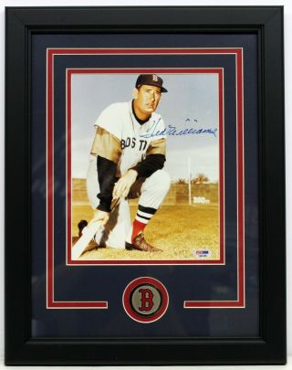 Ted Williams Signed Autographed Framed Boston Red Sox Photo Psa/dna E45195