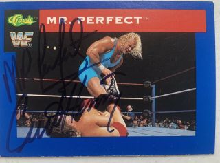 “mr.  Perfect” Curt Hennig 28 1991 Classic Autographed Signed Wrestling Card Wwf