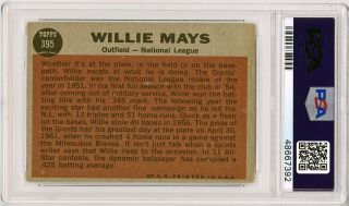 1962 Topps Autograph PSA/DNA 8 Willie Mays 395 AS Signed Baseball Card Giants 2