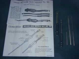 Vintage Columbia Minerva De Luxe Rug Needle Set No.  90