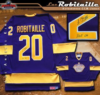 Luc Robitaille Signed Los Angeles Kings Purple Ccm Jersey - Hof 09 Inscription