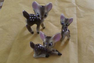 Japan 1950s Vintage Miniature Deer Family Bone China Animal Figurines Repaired