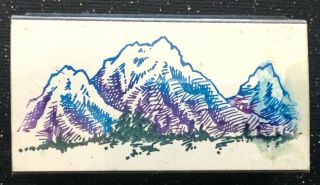 Vintage Rubber Stamp " Mountain Landscape " By Stampendous 1 1/4 X 2 1/2 "