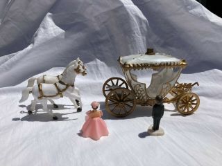 Vintage Wilton Wedding Cake Topper Carriage Horses (Bride in PINK with Groom) 3