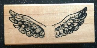 Vintage Rubber Stamp " Angel Wings " By Rubber Baby Buggy Bumpers 1 1/4 X 2 3/4 "