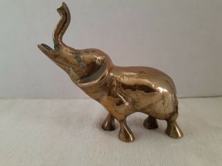 Vintage Small Brass Elephant Figurine - Trunk Up - Good Luck