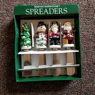 Boston Warehouse Christmas Spreaders - Set Of 4 Santa Snowman - Vintage