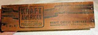 Two Vintage Wooden Kraft American Cheese Box/ 2 & 5 Lbs Size Chicago Ill