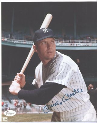 Mickey Mantle York Yankees Baseball Hofer Autographed Signed 8x10 Photo Jsa