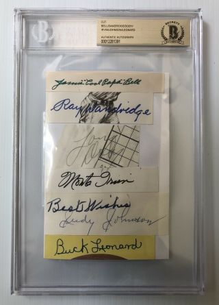 6 Negro League & Baseball Hall Of Famers Signed Autograph 4x6 Cut Beckett Bas