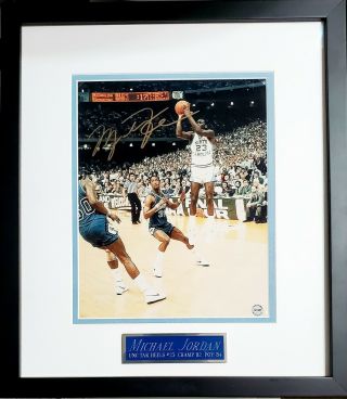Michael Jordan 8x10 Framed Photo Autographed North Carolina Chamionship Game