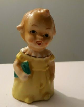 Vintage Japan Hand Painted Bisque Little Girl Child With A Book 3 " H