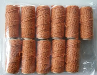 Vintage 11 Lemar Textile Vat Dyed Looping Thread Chain Spools - Dk Peach 3