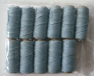 Vintage 11 Lemar Textile Vat Dyed Looping Thread Chain Spools - Ice Blue 6
