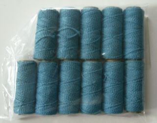 Vintage 11 Lemar Textile Vat Dyed Looping Thread Chain Spools - Persian Blue 7