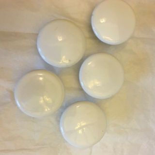 5 Vintage White Ceramic Porcelain Drawer Cabinet Knobs 1 1/2 " D X 1 " H