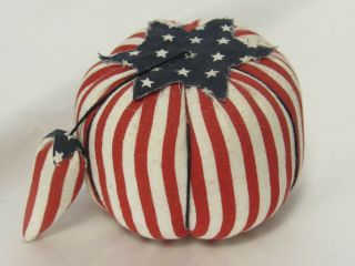 Vintage Sewing Pin Cushion Tomato Design Red White & Blue W Stars