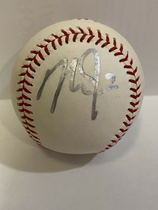 Mike Trout Signed Autographed Rawlings Oml Baseball Beckett Bas Full Letter Loa